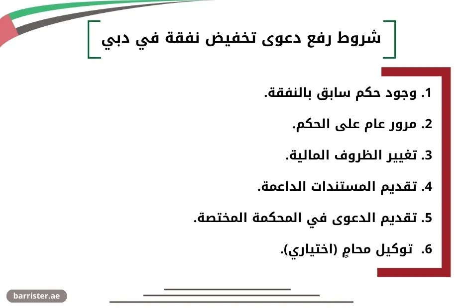 شروط رفع دعوى تخفيض نفقة في دبي