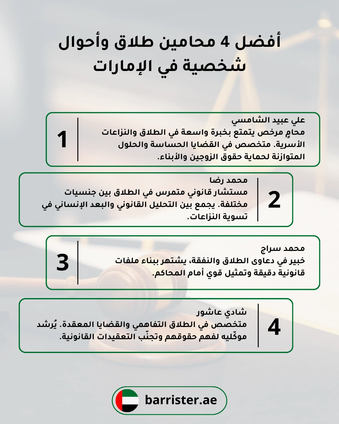 أفضل 4 محامين طلاق وأحوال شخصية في الإمارات