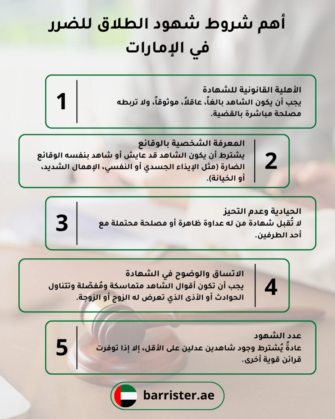 أهم شروط شهود الطلاق للضرر في الإمارات