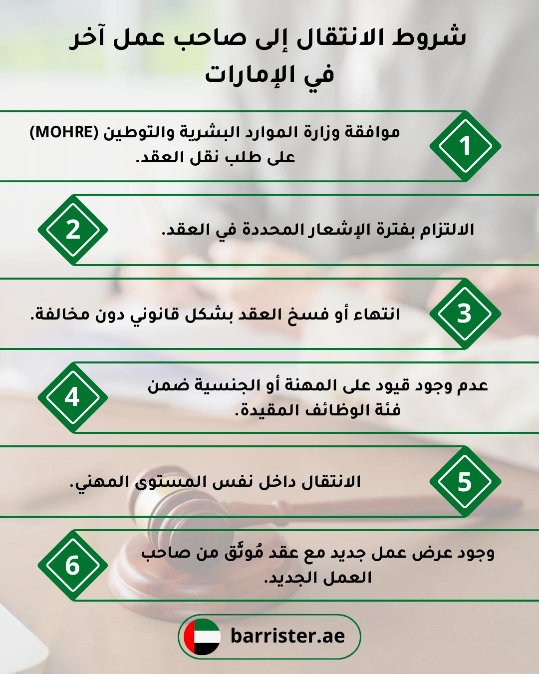 شروط الانتقال إلى صاحب عمل آخر في الإمارات
